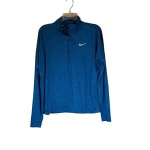Nike Running Dri-FIT 1/4 Zip Pullover Mens L Blue Thumb Holes Running Gorpcore‎